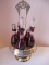 CRUET SET CRANBERRY CUT TO CLEAR VICTORIAN