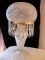 MUSHROOM CUT GLASS LAMP W/ PRISIMS 26