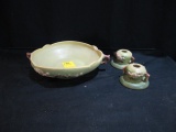 ROSEVILLE APPLEBLOSEM BOWL 328 -8  & CANDLE PAIR