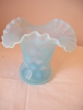 BLUE COIN DOT RUFFLE VASE 5.5