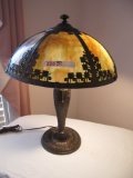 SLAG GLASS LAMP EXC. CONDITION UNSIGNED