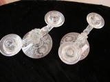 2 ELEGANT DEPRESSION GLASS CAMBRIDGE CANDLESTICKS