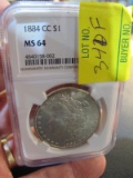 1884CC MS64 MORGAN GRADED NGC SILVER DOLLAR