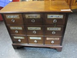 APPOTACARY CABINET 9 DRAWERS  29 W X 24 H X 13 D