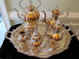 6 PIECE LARGE SILVER PLATE TEA SET