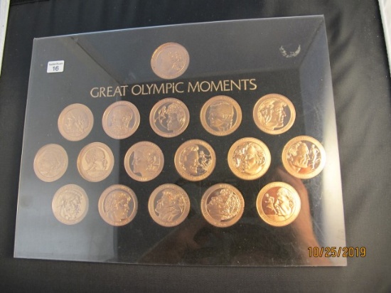 GREAT OLYMPIC MOMENTS COIN SET 17 BRASS COINS