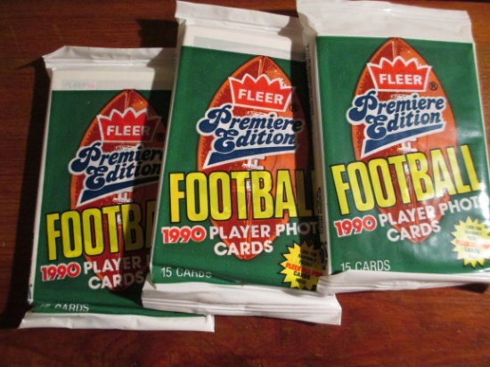 Lot Of (3) Unopened Packs Of Football Cards