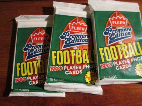 Lot Of (3) Unopened Packs Of Football Cards