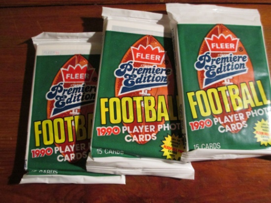 Lot Of (3) Unopened Packs Of Football Cards