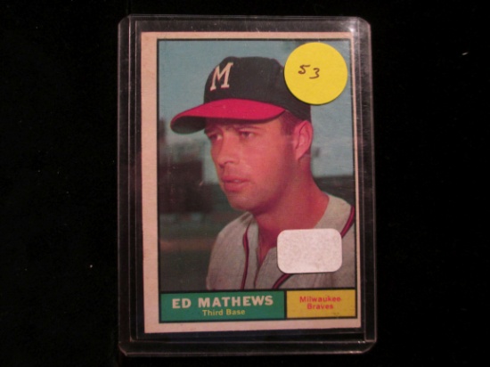 1961 Topps Baseball Card Eddie Matthews