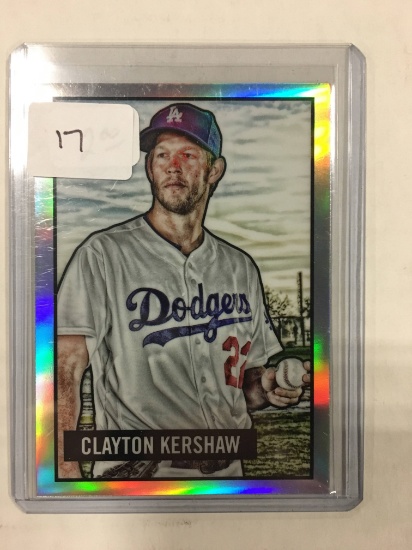 Clayton Kershaw 2017 Topps Parallel Refractor In The 1951 Bowman Design