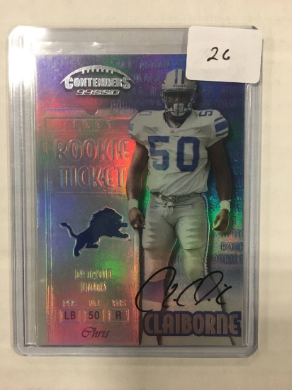 Chris Claiborne Detroit Lions Autographed Football Card