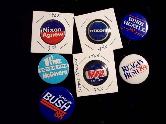 Vintage Presidential Campaign Pin Back Button Nixon, Bush ,more