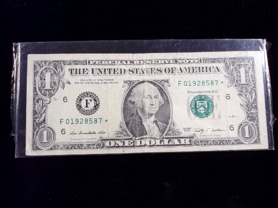 United States Currency One Dolar Star Note Federal Reserve Bank Of Atlanta