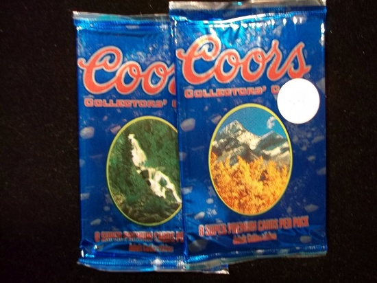 Lot Of 2 Unopened Foil Packs Coors Beer Cards 8 Premium Cards Per Pack Rare Find