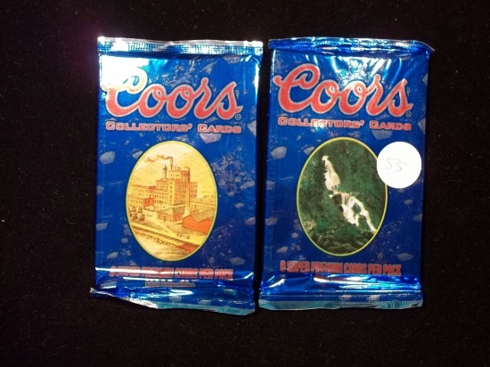 Lot Of 2 Unopened Foil Packs Coors Beer Cards 8 Premium Cards Per Pack Rare Find