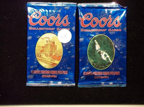 Lot Of 2 Unopened Foil Packs Coors Beer Cards 8 Premium Cards Per Pack Rare Find