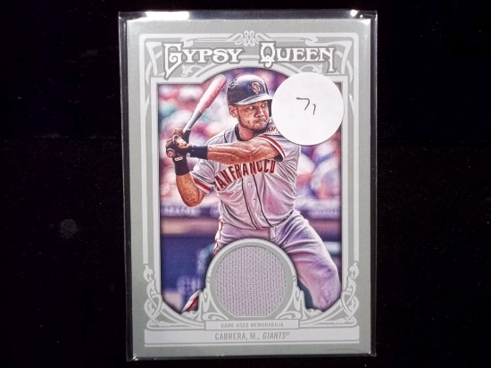Melky Cabrera S.F. Giants Topps Gypsy Queen Game Used Jersey Card