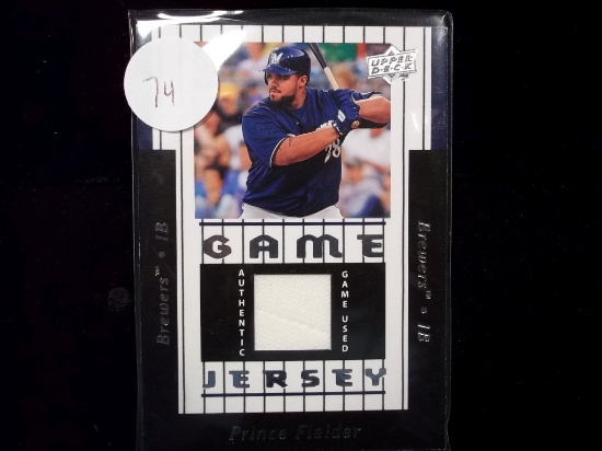 Prince Fielder Milwaukee Brewers Game Used Jersey Card