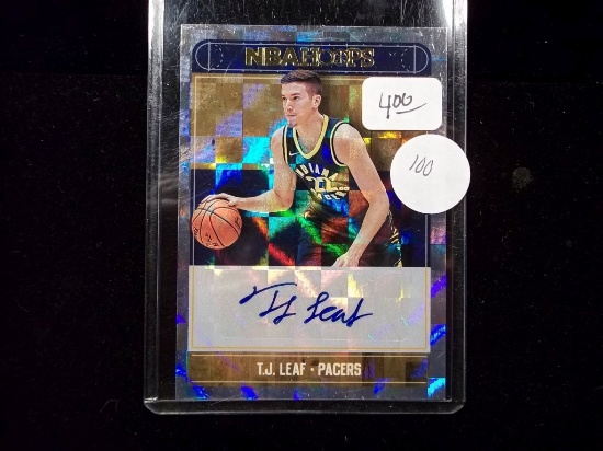 T.J. Leaf Pacers Autographed Checkerboard Refracror Parallel