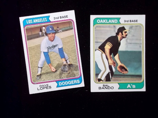Davey Lopes And Sal Bando 1974 Topps Baseball Card Lot Mint In Top Loader