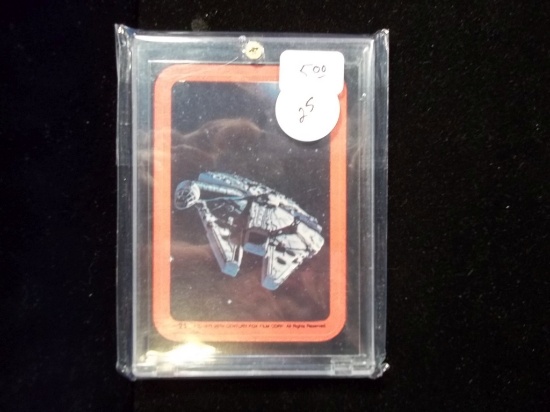 Star Wars Han Solo Mellinium Falcon 1977 Sticker Card Mint In Acrylic Holder