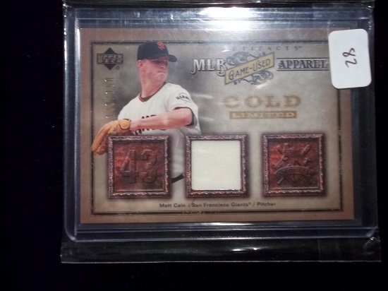 Matt Cain San Fransisco Giants Game Worn Jersey Card Numbered 140/150