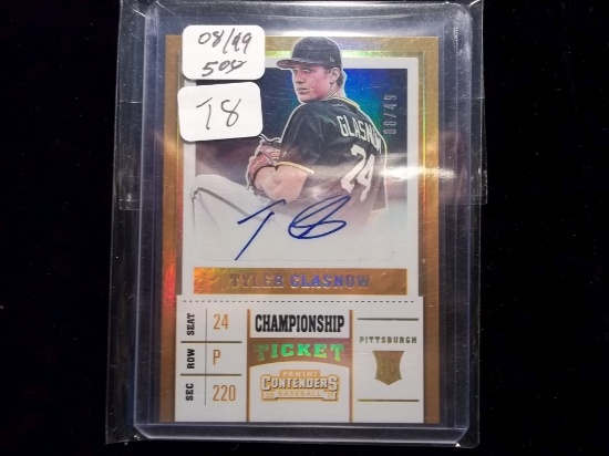 Tyler Glasnow Pittsburg Pirates Low Numbered Autographed Rookie Card 08/49