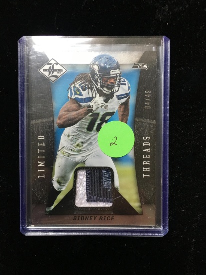 Sidney Rice Seattle Seahawks Sick Triple Color Patch Card Low Numbered 04/49