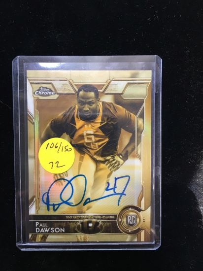 Paul Dawson Bengals Sepia Refractor Auto Rookie Card Numbered 106/150