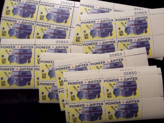 United States Postage Stamps Mint Plate Block Lot Of 10 Blocks Pioneer Jupiter