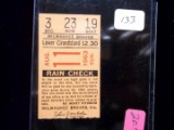 Milwaukee Braves Ticket Stub From The 1963 Season Warren Spahn, Sain, Hank Aaron