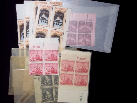 United States Postage Stamps Mint Plate Block Lot Of 10 Mint Plate Blocks