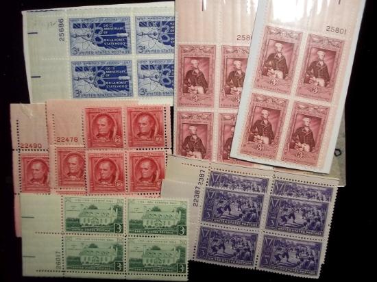 United States Postage Stamps Mint Plate Block Lot Of 10 Mint Plate Blocks