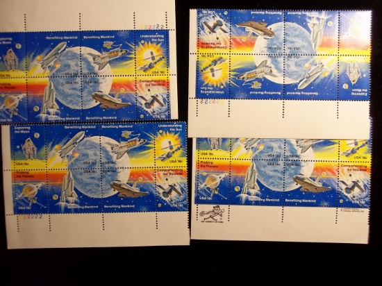 United States Postage Stamps Mint Plate Blocks Nasa Benefiting Mankind