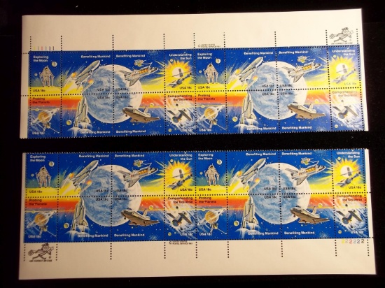 Mint Stamp Sheets 18c Space Exploration Benefiting Mankind Top & Bottom