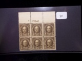 United States Postage Stamps Nathan Hale 1925 1/2 Cent Block Of 6