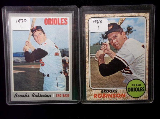 Brooks Robinson Baltimore Orioles Lot 1968 Topps #20 & 1970 Topps #230