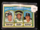 1972 Topps Baseball 1971 A.L. Strikeout Leaders
