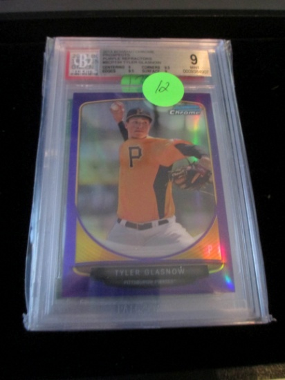 Beckett Graded 2013 Bowman Chrome Pruple Refractors Tyler Glasnow Mint 9