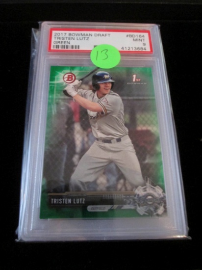 Psa Graded 2017 Bowman Draft Tristen Lutz Green Mintt 9