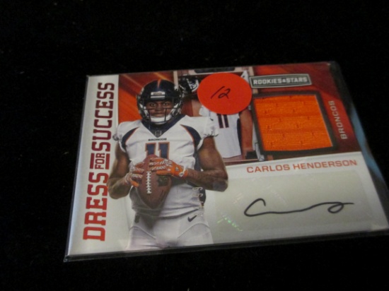Carlos Henderson Signiture And Jersey Card And Numbered 44/99