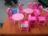 2 TABLES, AND 9 CHAIRS PLASTIC