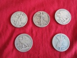 (5) WALKING LIBERTY HALF DOLLAR