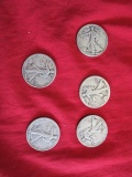 (5) WALKING LIBERTY HALF DOLLAR