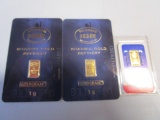 (3) 1 GRAM GOLD PIECES 999.9 FINE GOLD