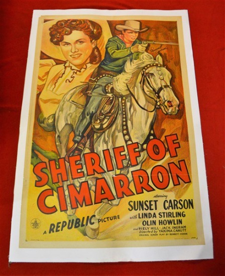 "Sheriff of Cimarron" *Linenbacked* Signed Movie Poster