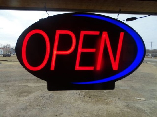 OPEN NEON SIGN FLASHES & CHANGES COLORS