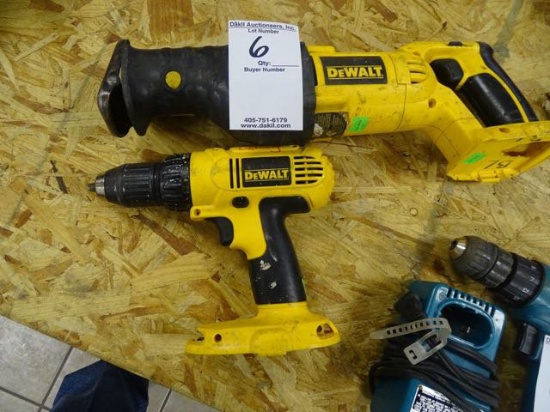 DEWALT DRILL & RECIPROCATING SAW NO BATTERY (X2)