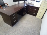 DESK & 2 DRAWER LATERAL & CABINET (X3)